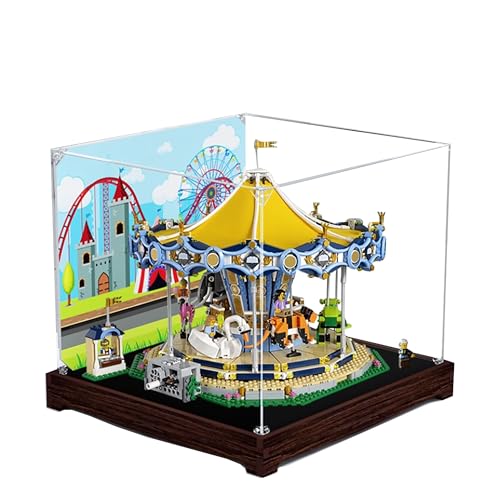 Acryl-Vitrine für Lego 10257 Karussell-Modell, 3 mm staubdichte Schaukasten, Vitrine Kompatibel mit Lego 10257 (Modell nicht im Lieferumfang enthalten) (Hintergrund Build B) von QIXINDGYH