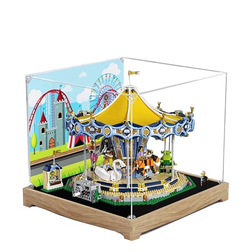 Acryl-Vitrine für Lego 10257 Karussell-Modell, 3 mm staubdichte Schaukasten, Vitrine kompatibel mit Lego 10257 (Modell nicht im Lieferumfang enthalten) (Hintergrund Build A) von QIXINDGYH