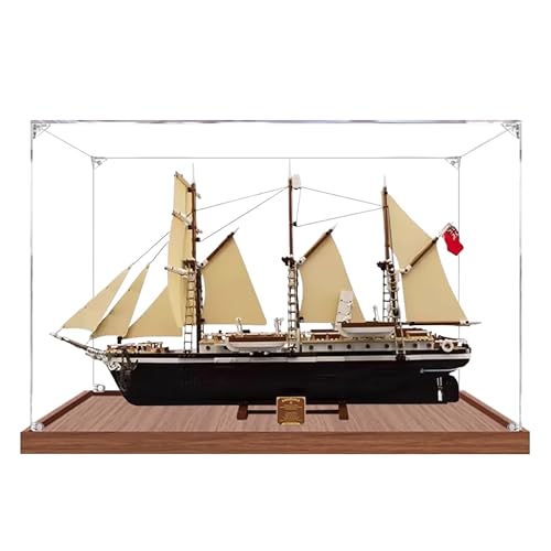 Acryl-Vitrine für Lego 10335 Endurance Expedition Ship Modell, 3 mm staubdichte Schaubox, Vitrine kompatibel mit Lego 10335 (Modell nicht im Lieferumfang enthalten) (Druckknopf, 2 mm, braun) von QIXINDGYH