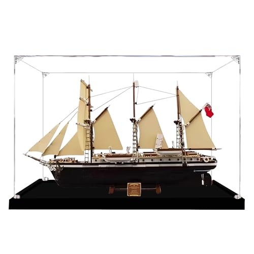 Acryl-Vitrine für Lego 10335 Endurance Expedition Ship Modell, 3 mm staubdichte Schaubox, Vitrine kompatibel mit Lego 10335 (Modell nicht im Lieferumfang enthalten) (Druckknopf, 2 mm, schwarz) von QIXINDGYH