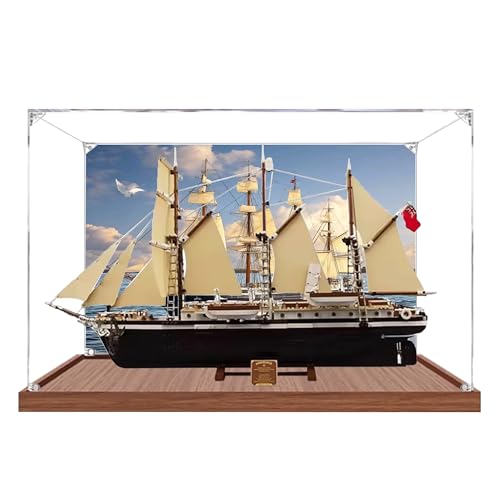 Acryl-Vitrine für Lego 10335 Endurance Expedition Ship Modell, 3 mm staubdichte Schaubox, Vitrine kompatibel mit Lego 10335 (Modell nicht im Lieferumfang enthalten) (Rückwanddruck Braun A) von QIXINDGYH