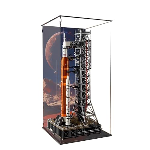 Acryl-Vitrine für Lego 10341 Space Launch System Modell, 3 mm staubdichte Schaubox, Vitrine kompatibel mit Lego 10341 (Modell nicht im Lieferumfang enthalten) (Hintergrund Build A) von QIXINDGYH