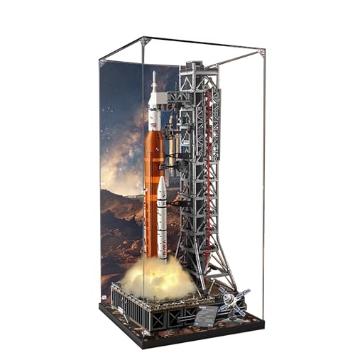 Acryl-Vitrine für Lego 10341 Space Launch System Modell, 3 mm staubdichte Schaubox, Vitrine kompatibel mit Lego 10341 (Modell nicht im Lieferumfang enthalten) (Hintergrund Build B) von QIXINDGYH