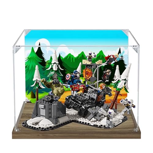 Acryl-Vitrine für Lego 76291 Avengers Assemble, 3 mm staubdichte Displaybox, Vitrine kompatibel mit Lego 76291 (Modell nicht im Lieferumfang enthalten) (Hintergrund Build A) von QIXINDGYH