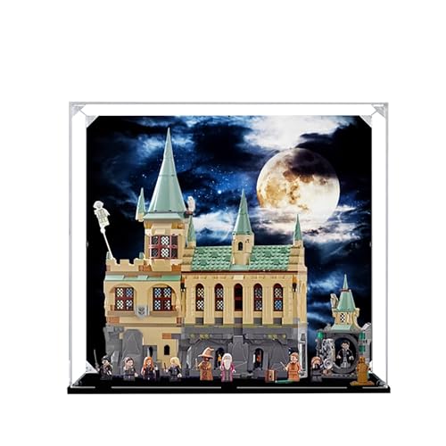 Acryl-Vitrine für Lego 76389 Hogwarts Kammer des Schreckens Modell, 3 mm staubdichte Schaukasten, Vitrine Kompatibel mit Lego 76389 (Modell nicht im Lieferumfang enthalten) (Hintergrund Build B) von QIXINDGYH