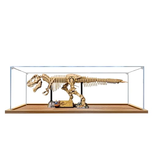 Acryl-Vitrine für Lego 76968 Dinosaurier-Fossil: Tyrannosaurus Rex Modell, 3 mm staubdichte Schaubox, Vitrine kompatibel mit Lego 76968 (Modell nicht im Lieferumfang enthalten) (Holzsockel 2 mm) von QIXINDGYH