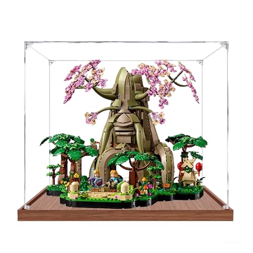 Acryl-Vitrine für Lego 77092 Deku Baum, 3 mm staubdichte Displaybox, staubdichte transparente Vitrine kompatibel mit Lego 77092 (Modell nicht im Lieferumfang enthalten) (Druckknopf, 2 mm, braun) von QIXINDGYH