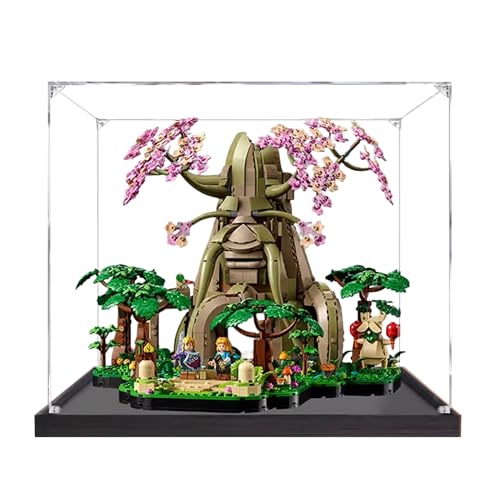 Acryl-Vitrine für Lego 77092 Deku Baum, 3 mm staubdichte Displaybox, staubdichte transparente Vitrine kompatibel mit Lego 77092 (Modell nicht im Lieferumfang enthalten) (Druckknopf, 2 mm, schwarz) von QIXINDGYH