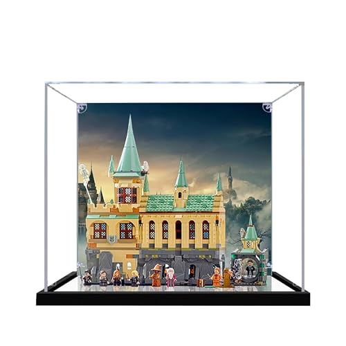 Acrylvitrine für Lego 76389 Hogwarts Modell, 3mm Geheimkamera, staubdichte Displaybox, Vitrine kompatibel mit Lego 76389 (Modell nicht enthalten) (Bau Hintergrund A) von QIXINDGYH