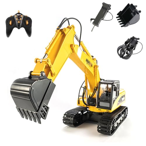 QIYHBVR 3-in-1-Fernbedienungsbagger-Spielzeug, RC-Bagger Im Maßstab 1/14, 16-Kanal-Upgrade, Voll Funktionsfähige Baufahrzeuge Mit Werkzeugbrecher Und Elektrischem Greifer QIYHBVR 3-in-1-Fernbedienungsbagger-Spielzeug, RC-Bagger Im Maßstab 1/14, 16-Kanal-Upgrade, Voll Funktionsfähige Baufahrzeuge Mit Werkzeugbrecher Und Elektrischem Greifer von QIYHBVR