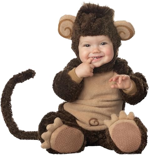 QIYUANT Baby Affe Kostüm Klein-Kinder Faschingskostüm Jungen Mädchen Fasching Karneval Halloween 0-3 Jahren Fleece Strampler Onesie Kinderkleidung mit Kapuze und Futter 100 (24-30 Monate) von QIYUANT