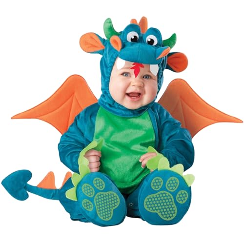 QIYUANT Baby Dinosaurier Kostüm Klein-Kinder Faschingskostüm Jungen Mädchen Fasching Karneval Halloween 0-3 Jahren Fleece Strampler Onesie Kinderkleidung mit Kapuze und Futter 100 (24-30 Monate) von QIYUANT