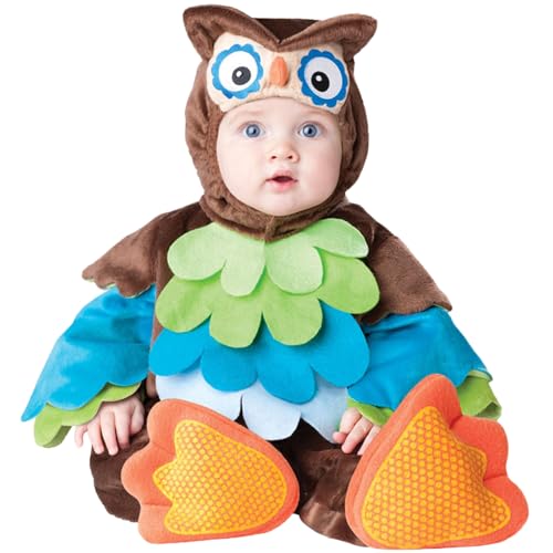 QIYUANT Baby Eule Kostüm Klein-Kinder Faschingskostüm Jungen Mädchen Fasching Karneval Halloween 0-3 Jahren Fleece Strampler Onesie Kinderkleidung mit Kapuze und Futter 80 (6-12 Monate) von QIYUANT