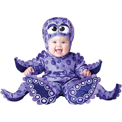 QIYUANT Baby Krake Kostüm Klein-Kinder Faschingskostüm Jungen Mädchen Fasching Karneval Halloween 0-3 Jahren Fleece Strampler Onesie Kinderkleidung mit Kapuze und Futter 100 (24-30 Monate) von QIYUANT