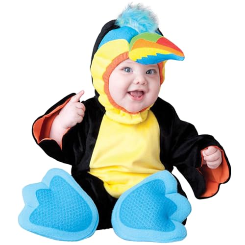 QIYUANT Baby Papagei Kostüm Klein-Kinder Faschingskostüm Jungen Mädchen Fasching Karneval Halloween 0-3 Jahren Fleece Strampler Onesie Kinderkleidung mit Kapuze und Futter 100 (24-30 Monate) von QIYUANT