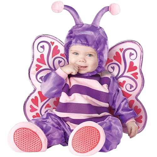 QIYUANT Baby Schmetterling Kostüm Klein-Kinder Faschingskostüm Jungen Mädchen Fasching Karneval Halloween 0-3 Jahren Fleece Strampler Onesie Kinderkleidung mit Kapuze und Futter 100 (24-30 Monate) von QIYUANT