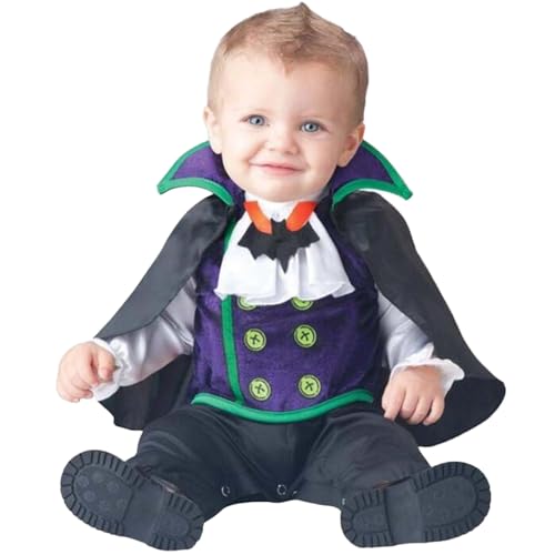 QIYUANT Baby Vampir Kostüm Klein-Kinder Faschingskostüm Jungen Mädchen Fasching Karneval Halloween 0-3 Jahren Fleece Strampler Onesie Kinderkleidung mit Kapuze und Futter 100 (24-30 Monate) von QIYUANT