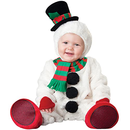 QIYUANT Baby Weihnachtsschneemann Kostüm Klein-Kinder Faschingskostüm Jungen Mädchen Fasching Karneval Halloween 0-3 Jahren Fleece Strampler Onesie mit Kapuze und Futter 100 (24-30 Monate) von QIYUANT