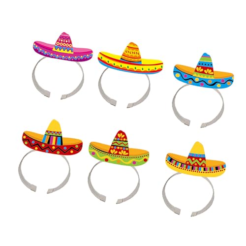 QIYUDUOLA Bunte Sombrero-Stirnbänder, Party-Requisiten, Haardekoration, Papier-Kopfschmuck für Mottopartys, 6 Stück von QIYUDUOLA