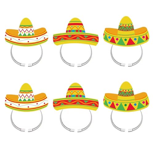 QIYUDUOLA Bunte Sombrero-Stirnbänder, Party-Requisiten, Haardekoration, Papier-Kopfschmuck für Mottopartys, 6 Stück von QIYUDUOLA