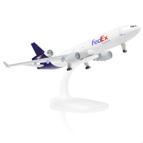 MD-11 1/300 Flugzeugmodell für Fedex aus Metalldruckguss mit Ständer Flugzeugmodell aus Legierung für Erwachsene 8,3-Zoll, geeignet für Geschenke und Ausstellungsdekorationen für Luftfahrtbegeisterte von QIYUMOKE