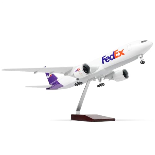 QIYUMOKE 1/150 B777-300ER FedEx 18,5 Zoll großes Modell Diecast Airplane Model Kits mit Stand Airlines Model Display Sammlerstück für Luftfahrt-Enthusiasten Geschenk von QIYUMOKE