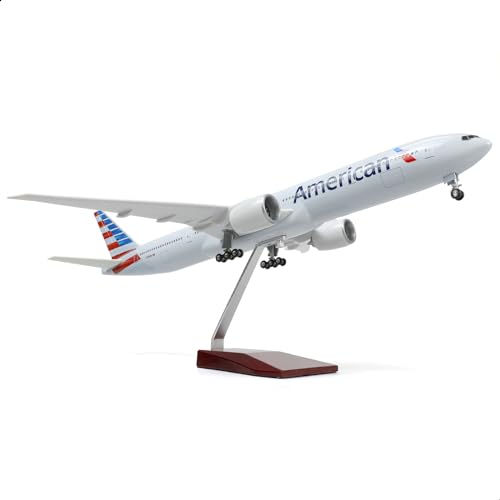 QIYUMOKE 1/150 Boeing777-300er AA Airlines 18,5 Zoll großes Modell Diecast Flugzeugmodell Kits mit Stand Airlines Model Display Collectible for Aviation Enthusiast Geschenk von QIYUMOKE