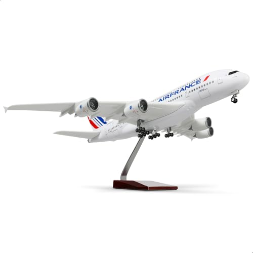 QIYUMOKE 1/160 Airbus A380 Air France 18 Zoll großes Modelldruckguss-Flugzeugmodellbausatz mit Ständer Sky Jumbo Airliner Modellflugzeug Display Sammlermodellbausatz als Geschenk von QIYUMOKE