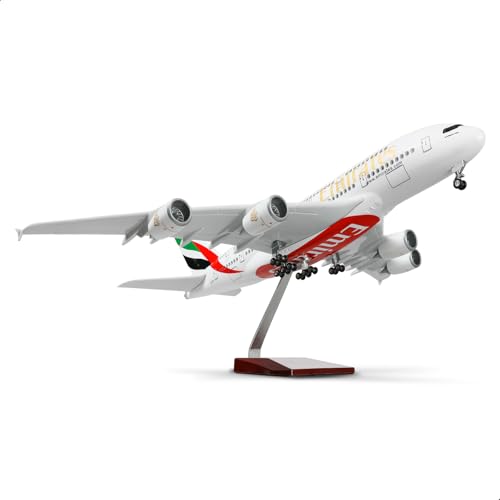 QIYUMOKE 1/160 Airbus A380 UAE/Emirates 18 Zoll großes Modell Diecast Airplane Model Kits mit Stand Sky Jumbo Airliner Display Sammlermodell für Luftfahrt-Enthusiasten Geschenk von QIYUMOKE