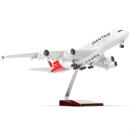 QIYUMOKE 1/200 A380 Modellflugzeug für Australia Airbus A380 Modell Flugzeug mit Ständer (14in-L) Pre-Built Modell-Bausatz für Erwachsene -Aviation kreative Geschenke Tabletop Sammlung Display von QIYUMOKE