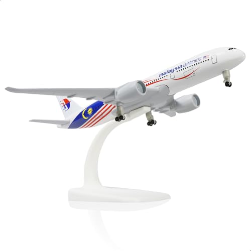 QIYUMOKE 1/300 Airbus A350 Malaysia Airways Diecast Metall-Flugzeugmodell mit Ständer Airliner Sammlerstück Modellbausatz für Luftfahrt-Enthusiasten Geschenk von QIYUMOKE