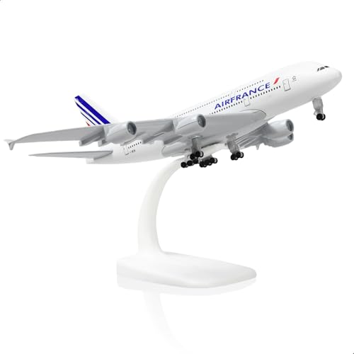 QIYUMOKE 1/300 Metallflugzeugmodell für Air France A380 für Airbus A380 Modellflugzeug mit Ständer (7.5 Zoll lang) Ausstellungsdekoration für Luftfahrtbegeisterte. von QIYUMOKE