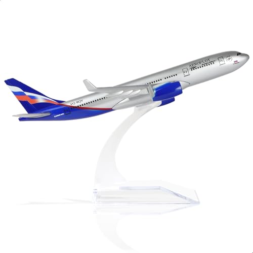 QIYUMOKE 1/400 Druckguss Metall Flugzeugmodell -Russian Airlines A330 Airbus a330 Modellflugzeug mit Ständer (6 Zoll lang) für Luftfahrt-Enthusiasten Geschenk oder Display Dekorationen. von QIYUMOKE