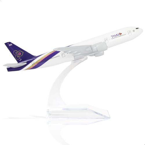 QIYUMOKE 1/400 Flugzeugmodell für Thai Airways 747 Modellflugzeug mit Ständer (6 Zoll lang) für Boeing 747 Legierungsmodellflugzeug Geschenk für Luftfahrtbegeisterte oder Desktop-Display-Dekoration von QIYUMOKE