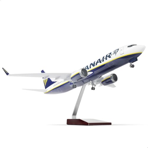 QIYUMOKE 1/85 737 Druckgussmetall für Ryanair Flugzeugmodell für Erwachsene Modellflugzeug mit Ständer (18 Zoll lang), Schreibtischdekoration, Geschenk für Luftfahrtbegeisterte. von QIYUMOKE