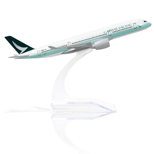 QIYUMOKE Airbus A350 Cathay Pacific Airways 1/400 Druckguss-Metallflugzeugmodell mit Ständer Sky Jumbo Airliner-Modell Legierungs-Sammelmodellbausatz als Geschenk von QIYUMOKE