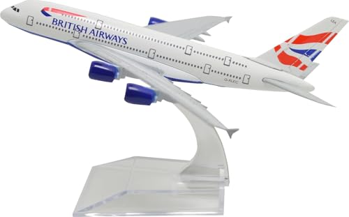 QIYUMOKE Airbus A380 1:400 British Airways Diecast Metal Airplane Model with Stand Alloy Model Kit for Aviation Enthusiast Gift von QIYUMOKE