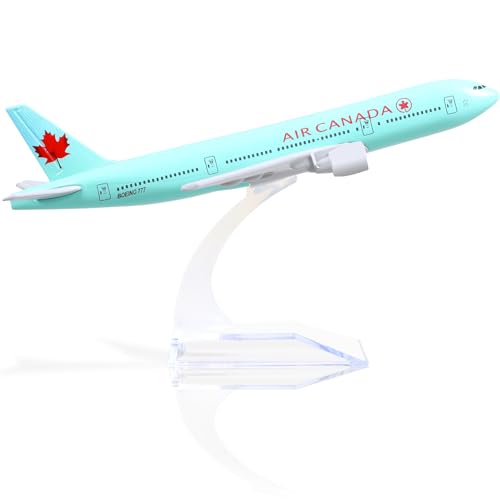 QIYUMOKE BO eing 777 Air Canada 1/400 Druckguss-Metallflugzeugmodell mit Ständer, Fluglinien-Modellflugzeug, Legierung, Display, Sammlerstück, Modellbausatz für Luftfahrt-Enthusiasten, Geschenk von QIYUMOKE