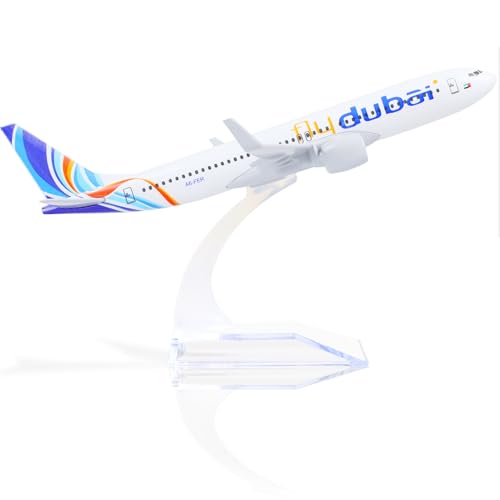 QIYUMOKE Boeing 737 FlyDubai Airlines 1/400 Druckguss-Flugzeugmodell mit Ständer - Emirates Dubai Airways Legierung Modell für Sammlung oder Geschenk der Luftfahrt von QIYUMOKE