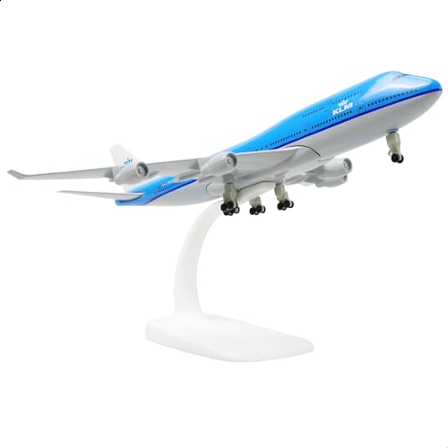 QIYUMOKE Boeing 747 KLM 1/300 Flugzeugmodell aus Druckgussmetall mit Ständer, Legierungsdisplay, Sammlermodellbausatz für Luftfahrtbegeisterte, Geschenk von QIYUMOKE