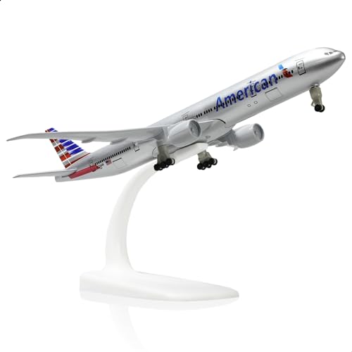 QIYUMOKE Boeing 777 AA Airlines 1/300 Druckguss-Metall-Flugzeugmodell mit Ständer, Legierungsanzeige, Airliner, Sammlerstück, Modellbausatz für Luftfahrt-Enthusiasten, Geschenk von QIYUMOKE