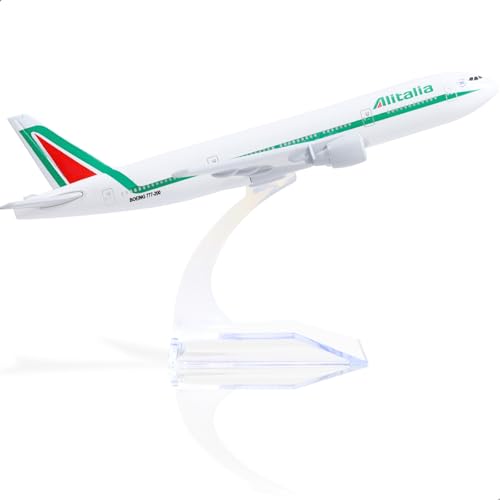 QIYUMOKE Boeing 777 Alitalia italienische Fluggesellschaft 1/400 Druckguss-Metall-Flugzeugmodell mit Ständer, Flugzeug-Legierung, Display, Sammlerstück, Modellbausatz für Geschenk von QIYUMOKE