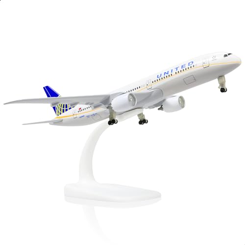 QIYUMOKE Boeing 787 United Air 1/300 Flugzeugmodell aus Druckgussmetall mit Standdisplay, Legierungsflugzeug-Sammelmodellbausatz für Luftfahrtbegeisterte als Geschenk von QIYUMOKE