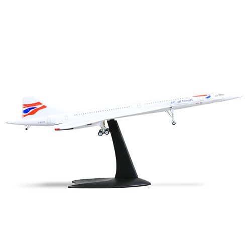 QIYUMOKE Concorde-Flugzeug aus Druckguss-Metall, Maßstab 1:200, British Airways Edition, ideales Sammlerstück und Geschenk für Luftfahrt-Enthusiasten… von QIYUMOKE