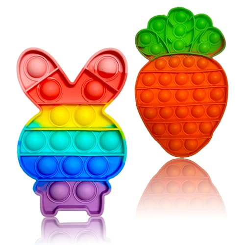 Pop It Spielzeug, 2 PCS Plopper Spielzeug, Push Pop, Pop Up Spielzeug, Push and POP Bubble, Poppet Anti-Stress Toy, Fidget Toys, Antistress Sensory Toy für Kinder und Erwachsene (2PCS) von QIZHIQIAMY