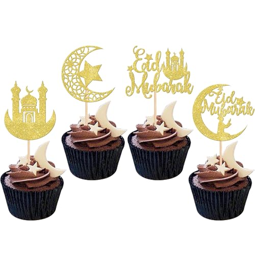 Ramadan Tortendeko, 24 PCS Ramadan Kuchendekoration, Cupcake Topper Eid, Eid Mubarak Cake Topper, Ramadan Muffin Topper, Eid Mubarak Kuchendeko, Ramadan Dekoration für die Eid Party (C) von QIZHIQIAMY