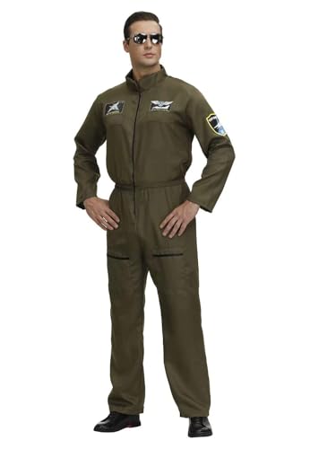 QJIRZB Costumes Halloween-Kostüm für Herren, Fluganzug, Militär-Kämpfer, Pilot, Overall, Erwachsene, Cosplay (Herren, XXL) von QJIRZB