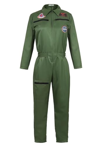 QJIRZB Costumes Herren-Halloween-Kostüm, Fluganzug, Militär-Kämpfer, Pilot, Overall, Erwachsene, Cosplay (Damen, Größe 3XL) von QJIRZB