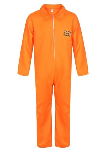 QJIRZB Gefangenen-Kostüm, Outfit für Herren und Damen, Halloween, Orange, Gefängnis-Overall, Erwachsene, Gefängnisstrafer, Cosplay, Fancy (Orange, M) von QJIRZB