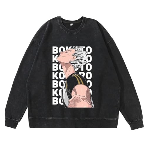 QJIRZB Haikyuu Anime bedruckter Pullover Tobio Kageyama Hinata Shoyo Herren Herbst Lose Langarm Jacke für Old Fashion Style (Typ 10, 3XL) von QJIRZB